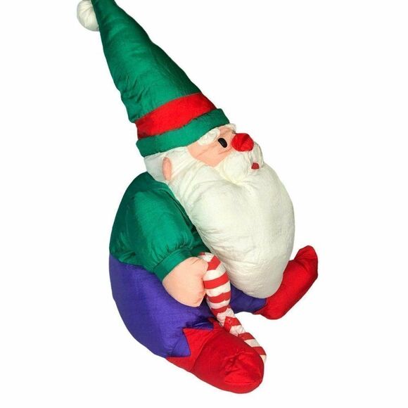 Vintage Santa Claus Nylon Plush Stuffed Toy Doll 20" Puffalump Candy Cane - Picture 2 of 4